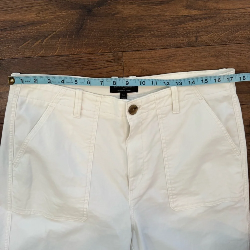 Banana Republic Authentic Chino Jogger Pants Size 14 White Zip Ankle Length